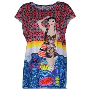 Leitmotiv Printed Cotton Collage Women's Sleeveless Pop Art T-shirt Top Tee Smal
